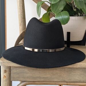 Janessa Leone Slate Hat Wool in Raven & Gunmetal